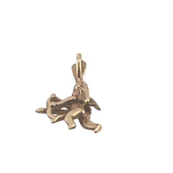 10K Gold Cupid Pendant With Bow & Arrow 3/4" - Picture 3 of 8
